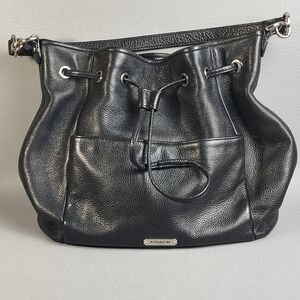 Coach Avery Drawstring Bucket Bag Black Pebbled Leather Classic Handbag Purse